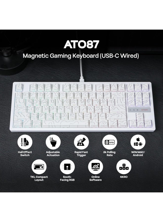 VTER ATO87 HE Magnetic Gaming Keyboard with Adjustable Actuation, Hall Effect Keyboard with 0.125ms Latency, 8K Polling Rate, 87-Key, Hot-Swappable, RGB, Customizable Keys - Image 4